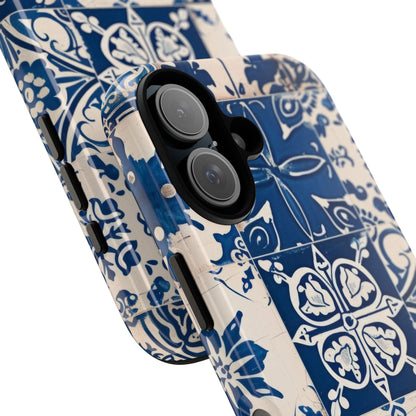 Ornate Blue Tiles iPhone 16 - Tough