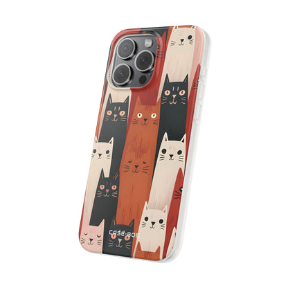 Elongated Cats Black iPhone 15 Pro Max Case - Soft