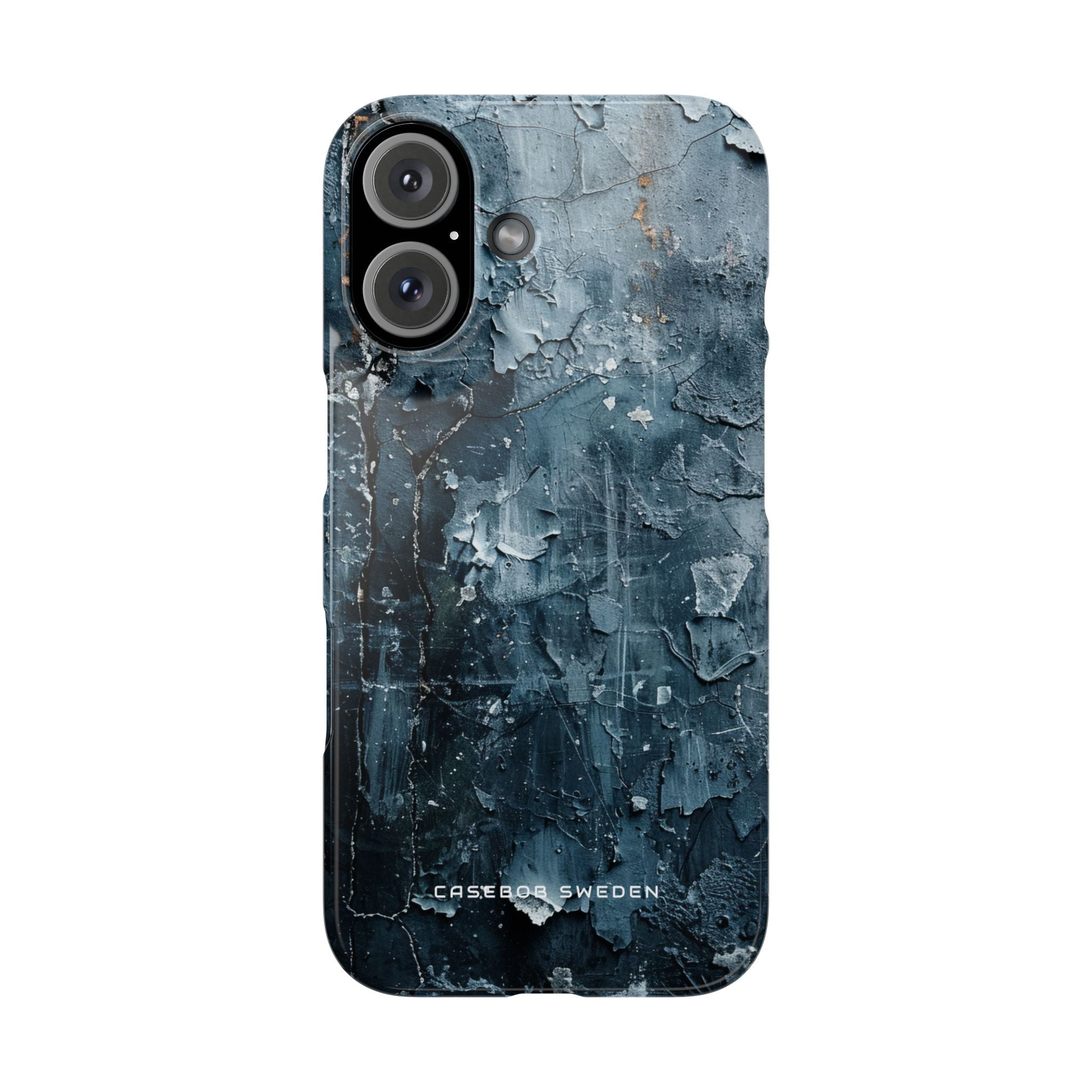 Weathered Blue Tapestry with Cracked Layers iPhone 16 - Slim Phone Case