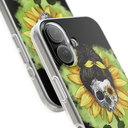 Sunflower Skull iPhone 16 Case - Soft