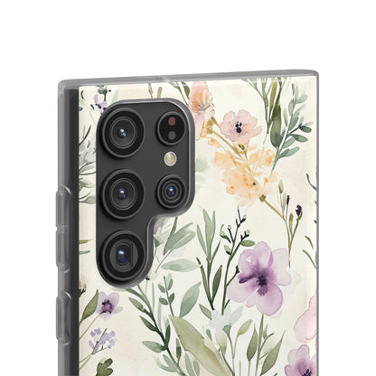 Soft Green Lavender Floral Pattern - Flexi Samsung S22 Phone Case