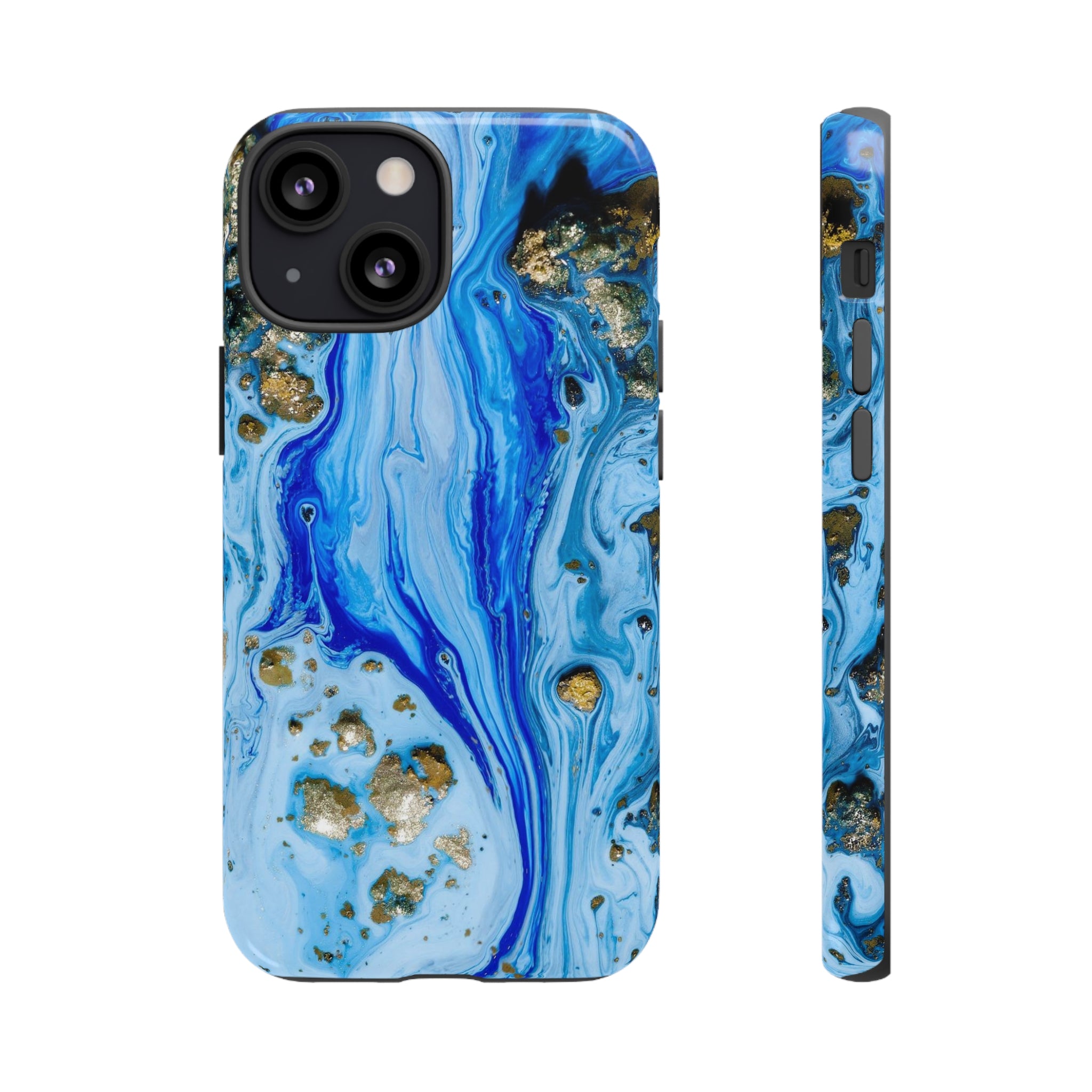 Blue Ice Ink Art iPhone Case (Protective) iPhone 13 Mini Glossy Phone Case