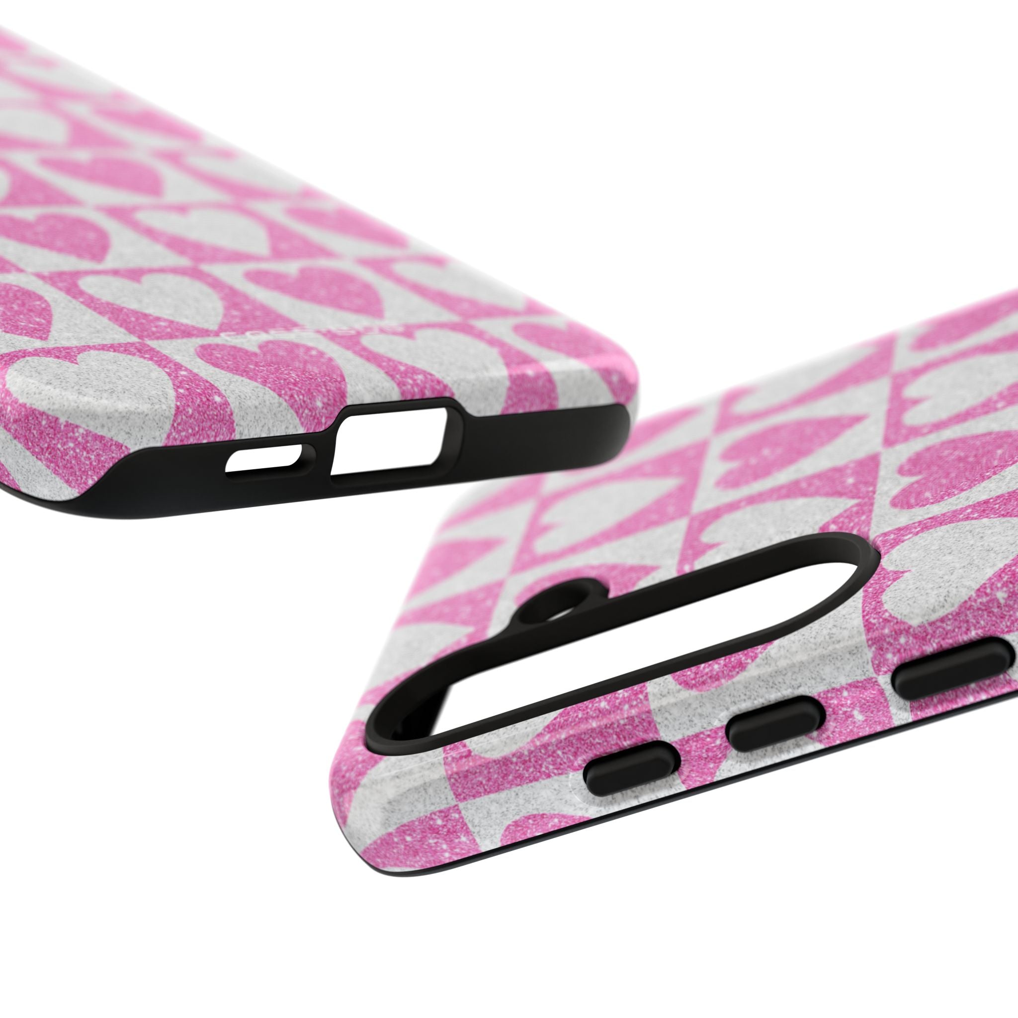 Glitter Heart Grid Samsung S24 Plus Case - Tough