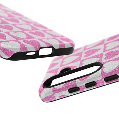 Glitter Heart Grid Samsung S24 Plus Case - Tough