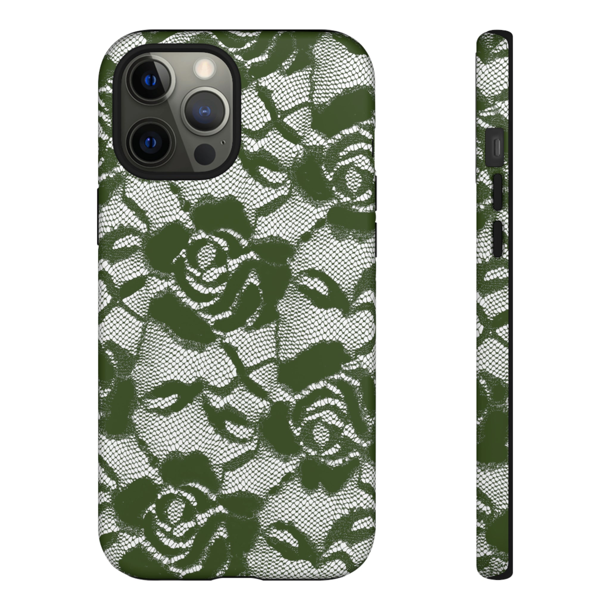 Green Lace Gothic Flower - Protective Phone Case