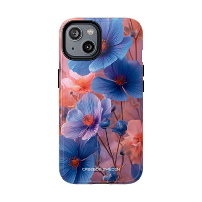 Blue Peach Blossoms - Tough + MagSafe® iPhone 14 Phone Case