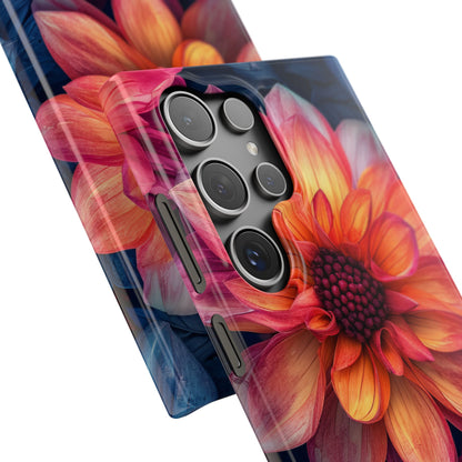 Floral Harmony Orange Blue - Slim Samsung S24 Phone Case