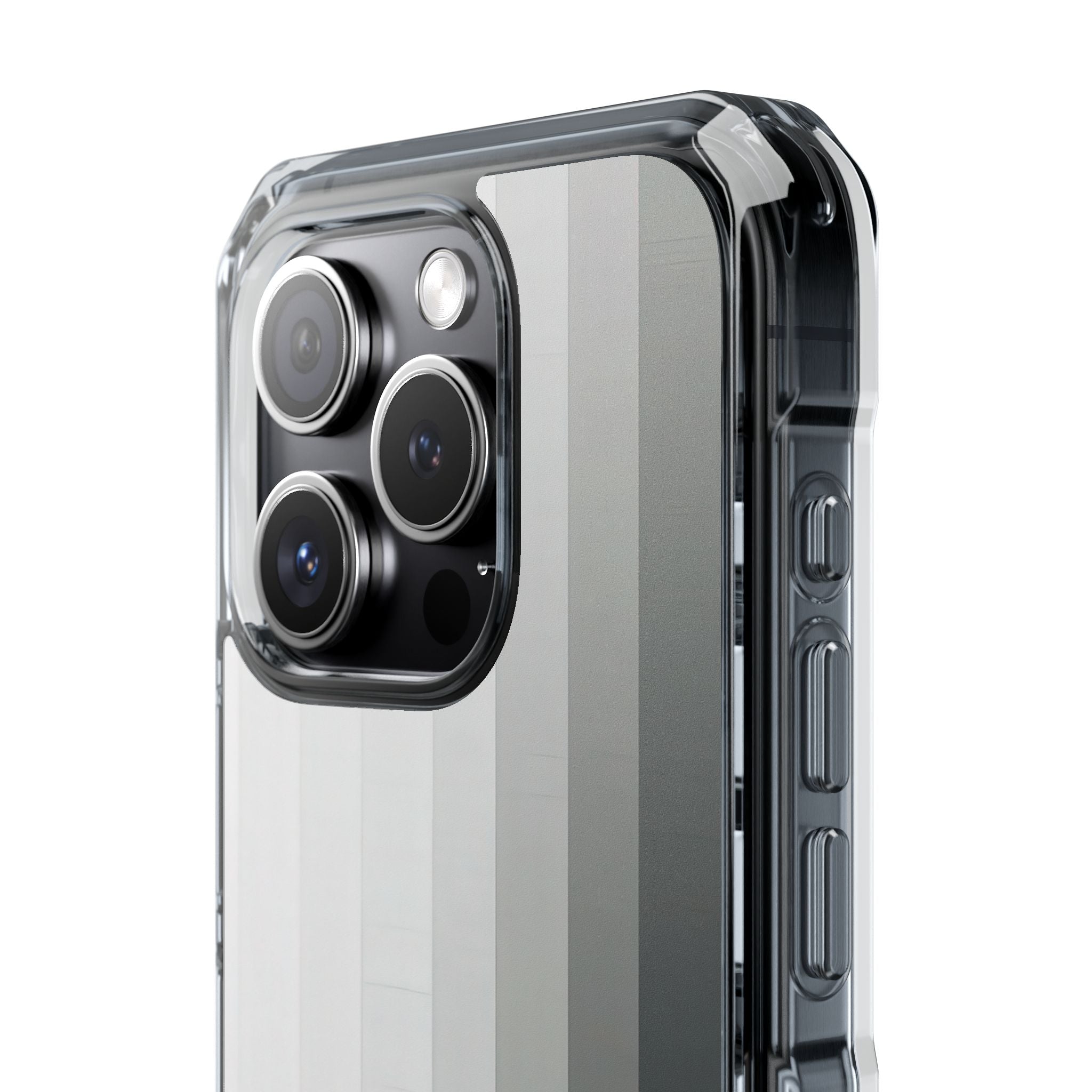Silver Gradient Stripes iPhone 15 - Impact Clear+