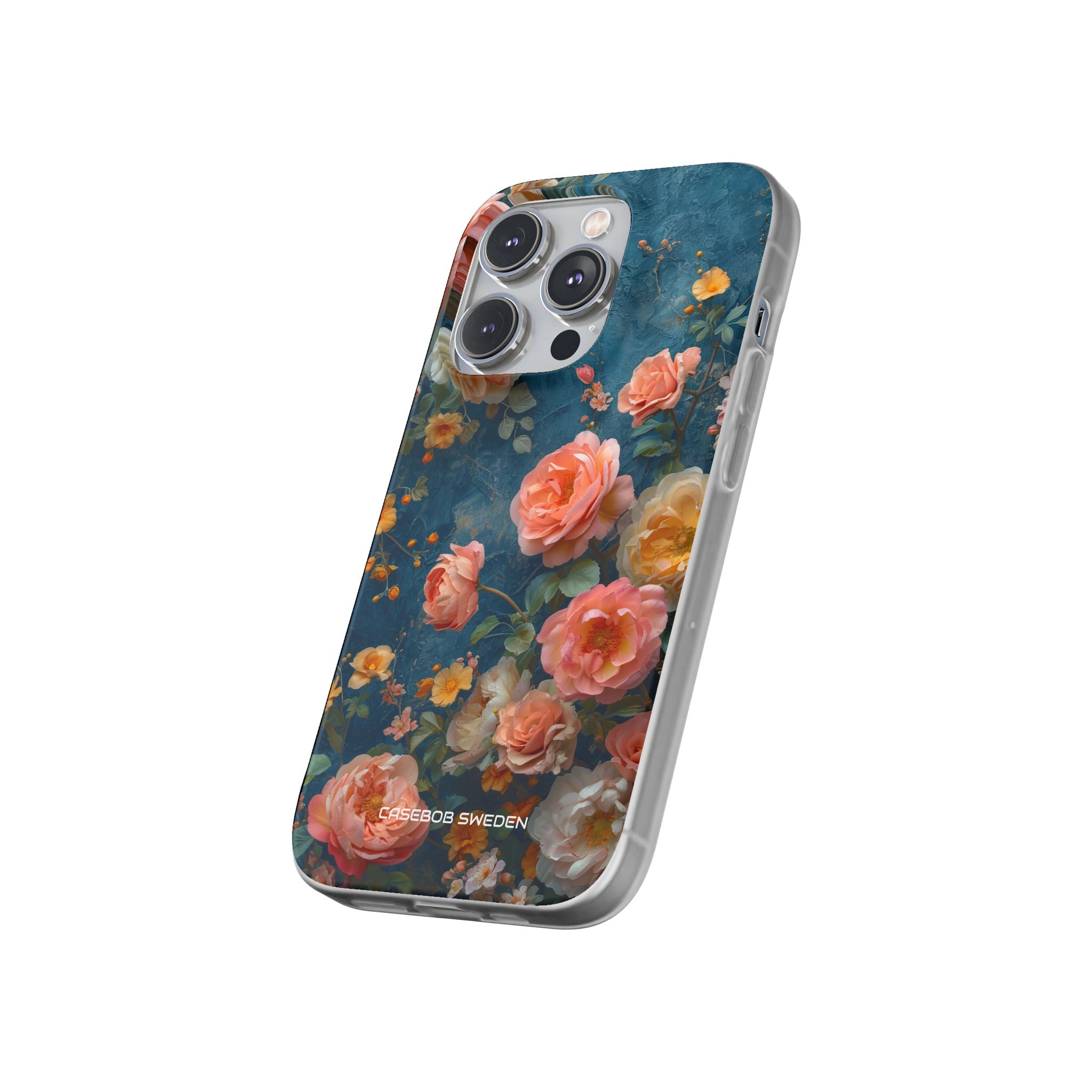 Blue Floral Elegance - Flexi iPhone 14 Phone Case