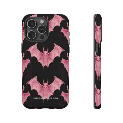 Gothic Pink Bats Aflame iPhone 15 - Tough Phone Case