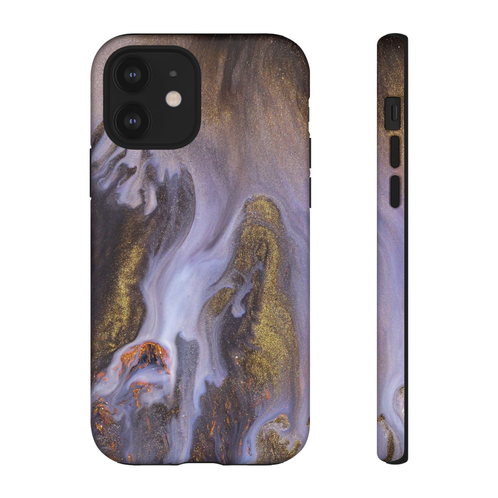 Purple Gold Ink Art iPhone Case (Protective) iPhone 12 Matte Phone Case