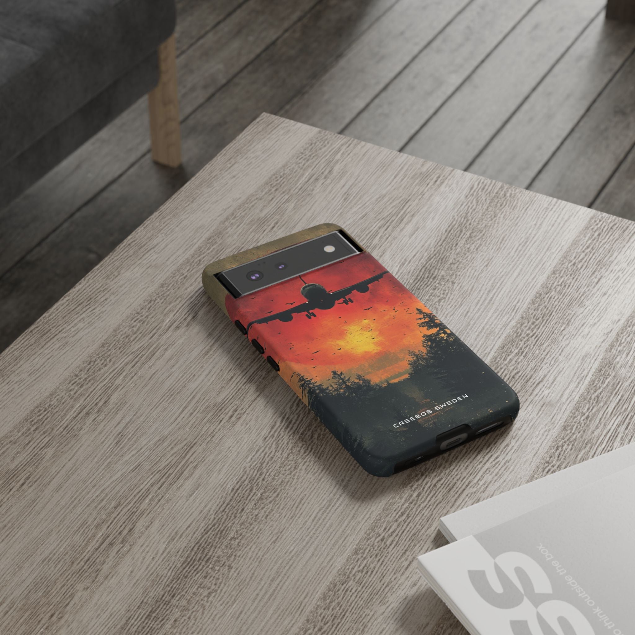 Vintage Sunset Airplane Silhouette Google Pixel 6 - Tough Phone Case