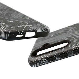 Circuitry Dreams: Abstract Black Design - For Samsung S24