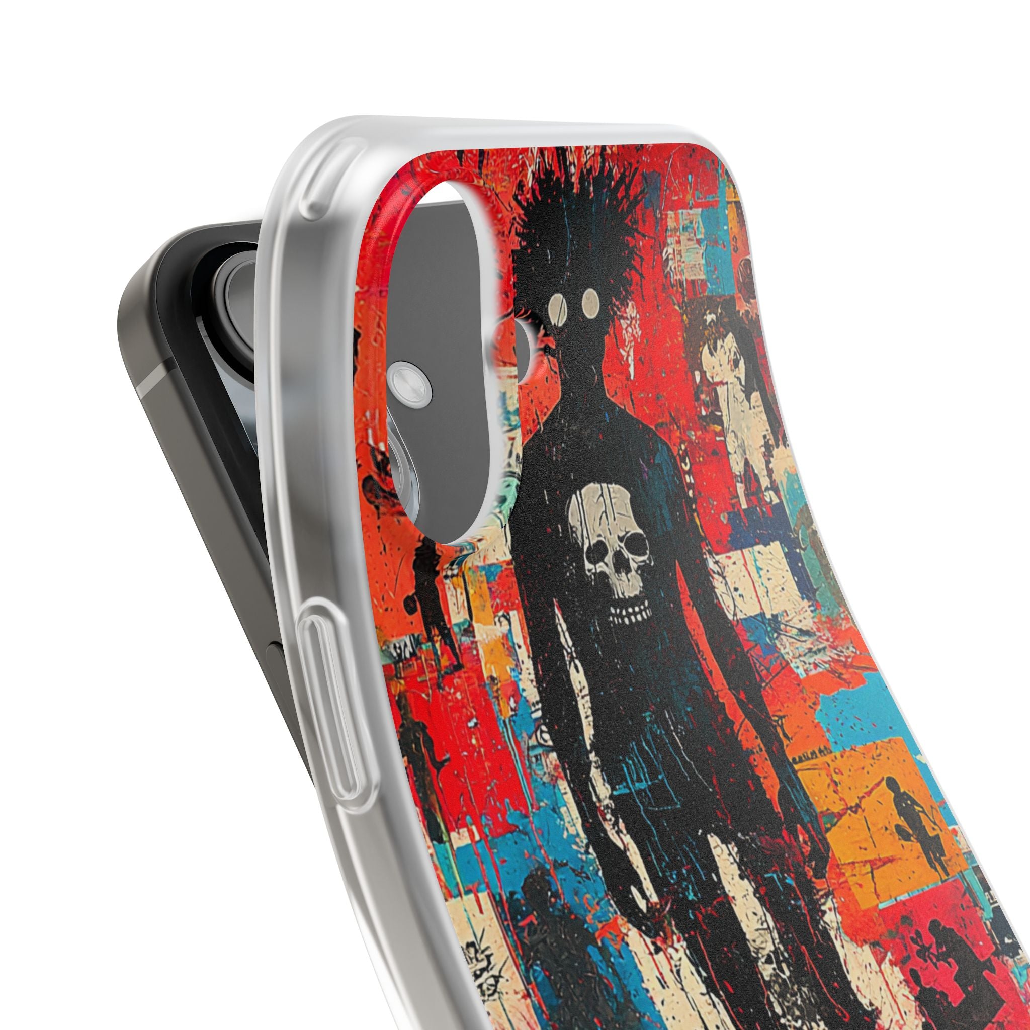 Spiky Skull Silhouette iPhone 16 Plus Case - Soft