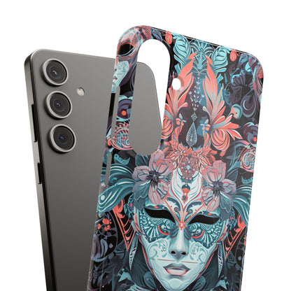 Mystic Teal Coral Mask - Slim Samsung S24 Phone Case