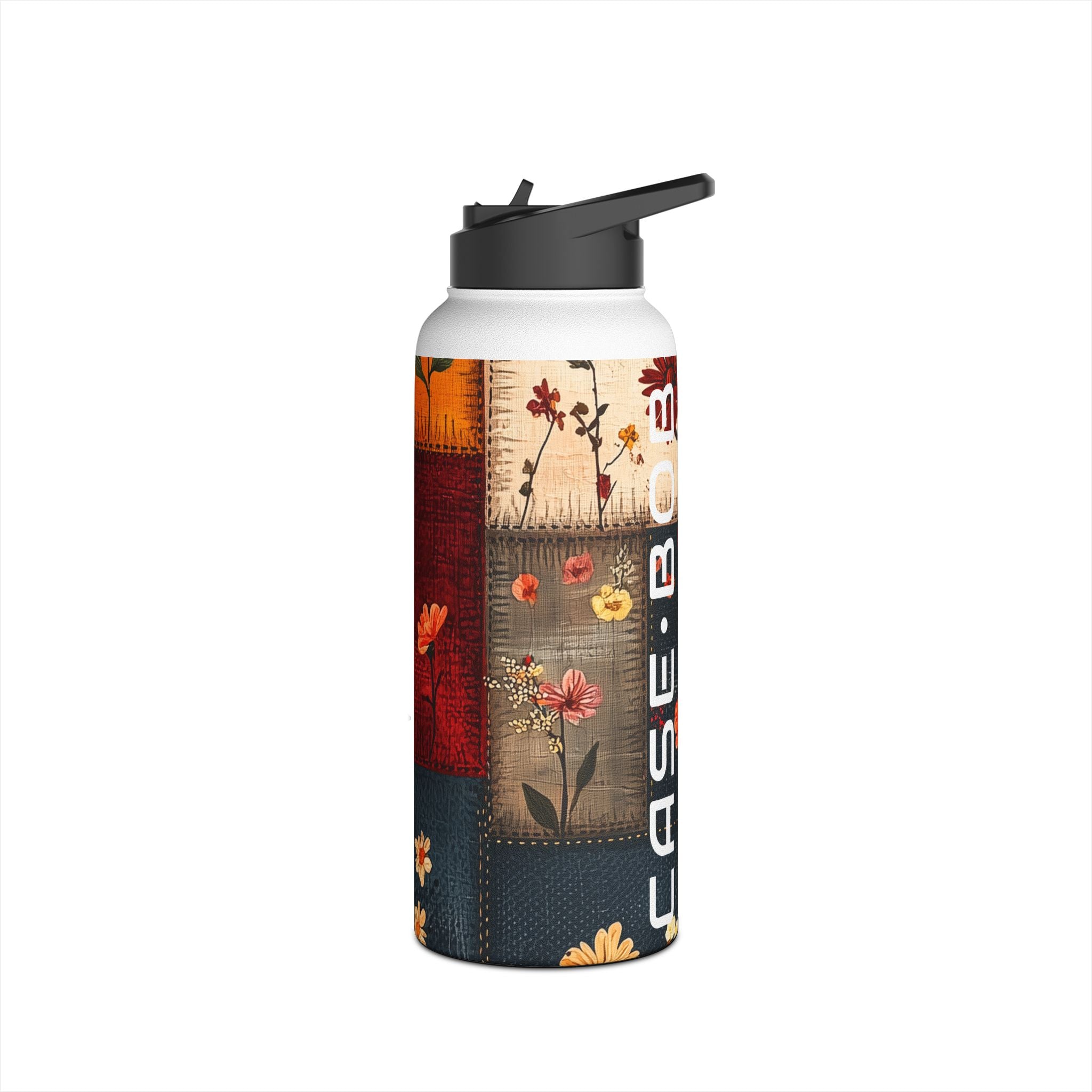 Patchwork Blooms - Stainless Steel Water Bottle