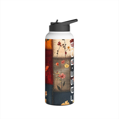 Patchwork Blooms - Stainless Steel Water Bottle