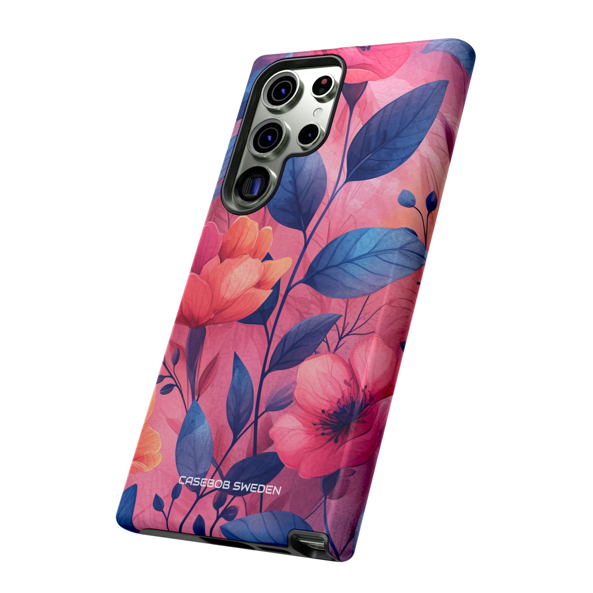 Pink Blue Floral - Tough Samsung S23 Phone Case