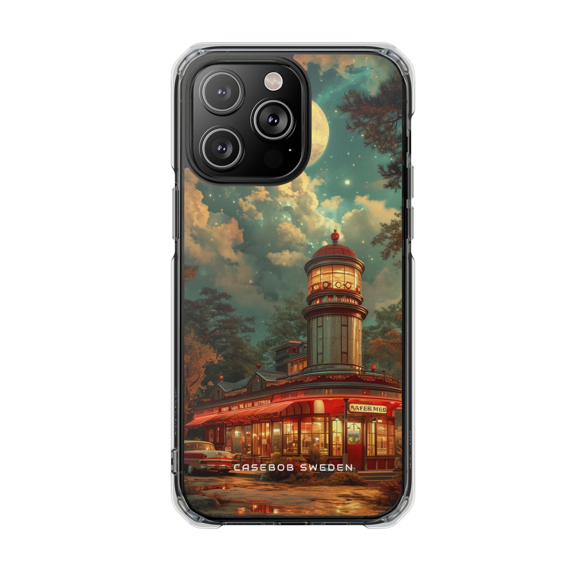 Vintage Moonlit Diner Fantasy iPhone 14 - Clear Impact Phone Case