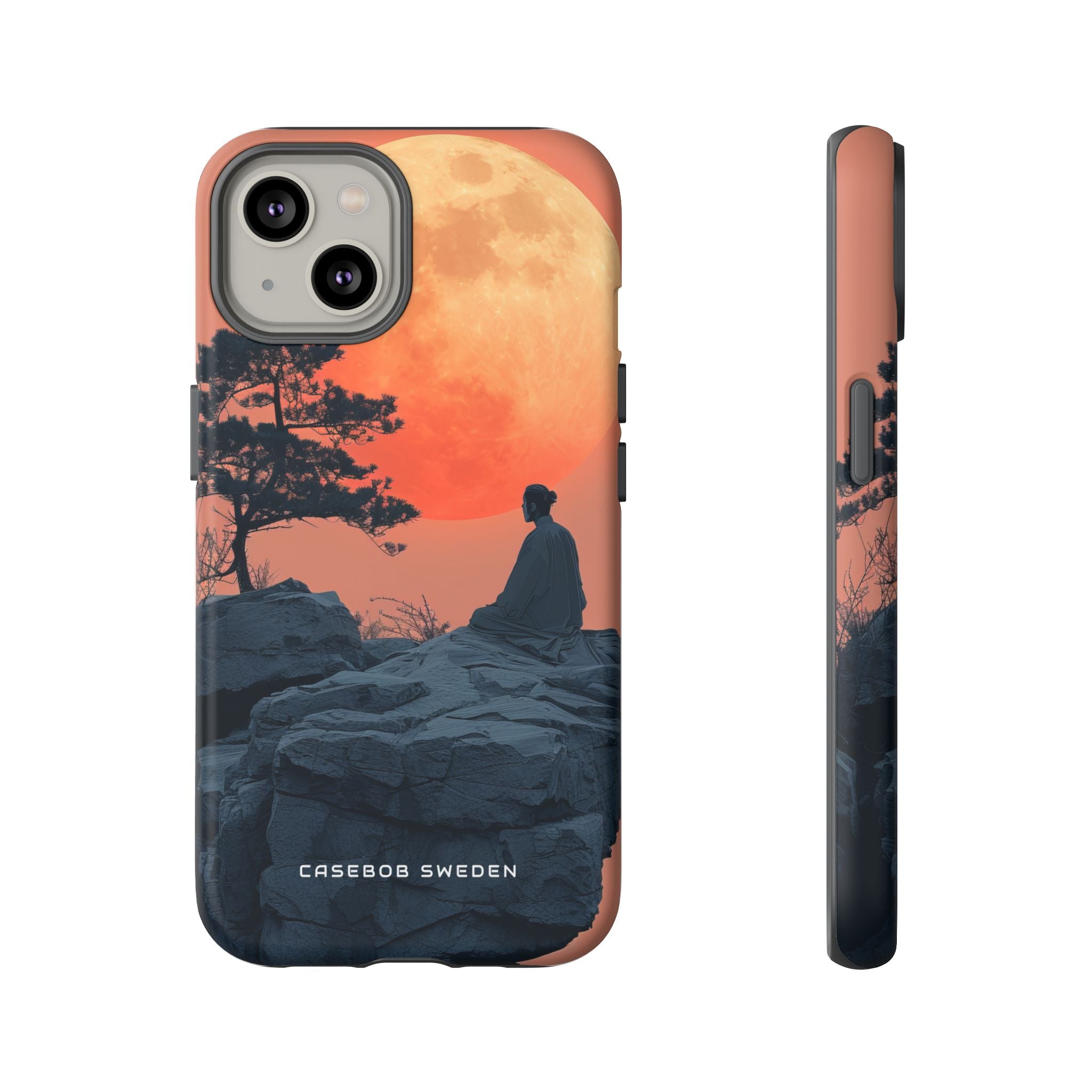 Zen Tranquility Under a Red Moon iPhone 14 - Tough Phone Case