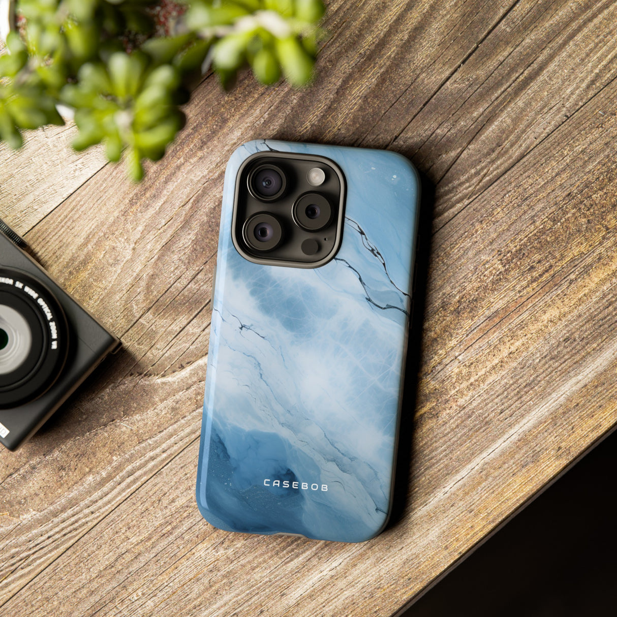 Light Navy Marble - Protective Phone Case