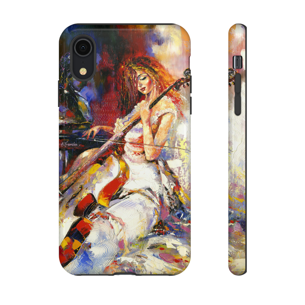 Oil panting - Girl playing Violoncello - Protective Phone Case