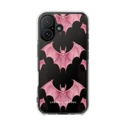 Gothic Pink Bats Aflame iPhone 16 - Clear Impact Phone Case