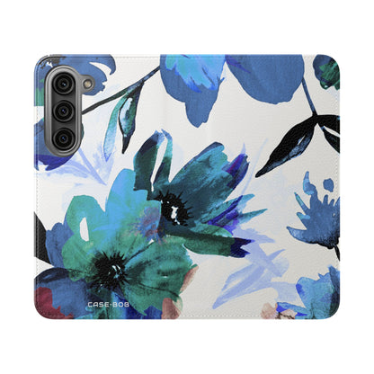 Blå Blomst - Samsung S23 Cover - Pung