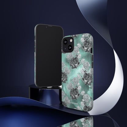 Teal Floral Elegance - iPhone Case