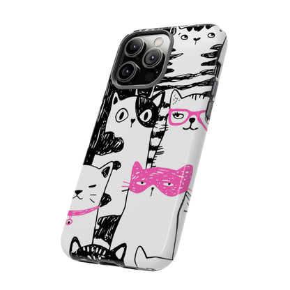 Black & Pink Cat Pattern iPhone Case (Protective) Phone Case