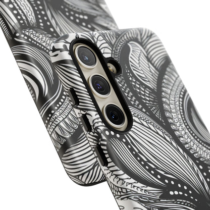 Fluid Monochrome: Intricate Patterns - For Samsung S24