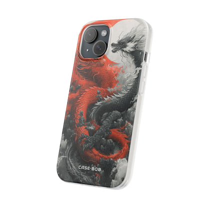 Twin Dragons Crimson iPhone 15 Case - Soft