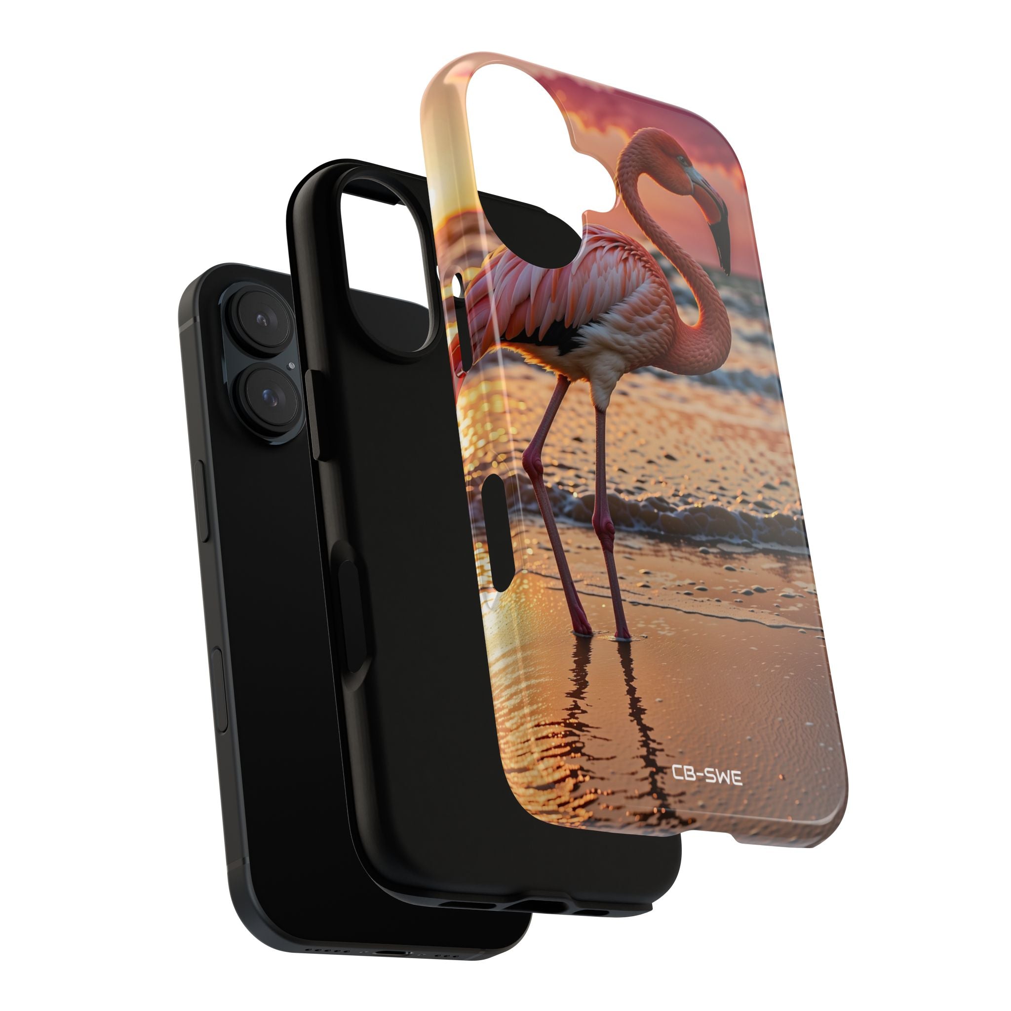 Sunset Flamingo Stand - iPhone Case