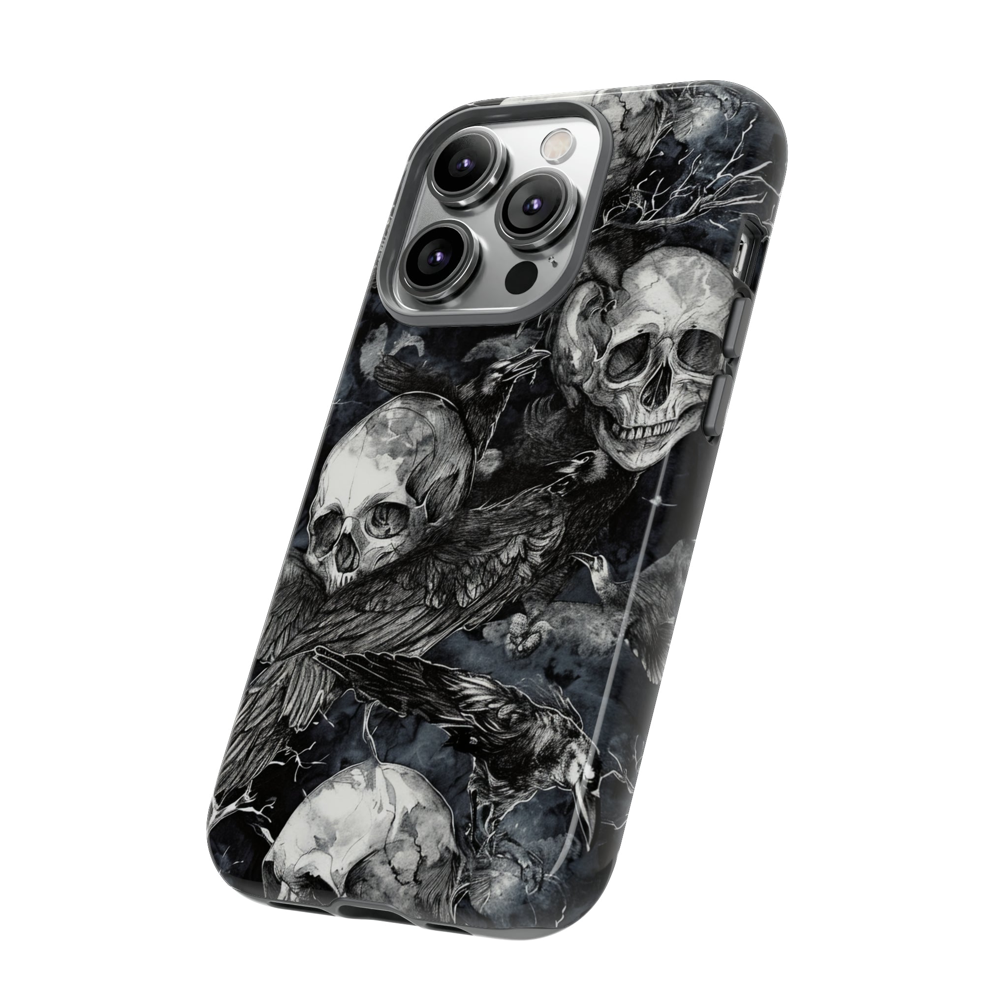 Skulls and Ravens Gothic - Protective Phone Case