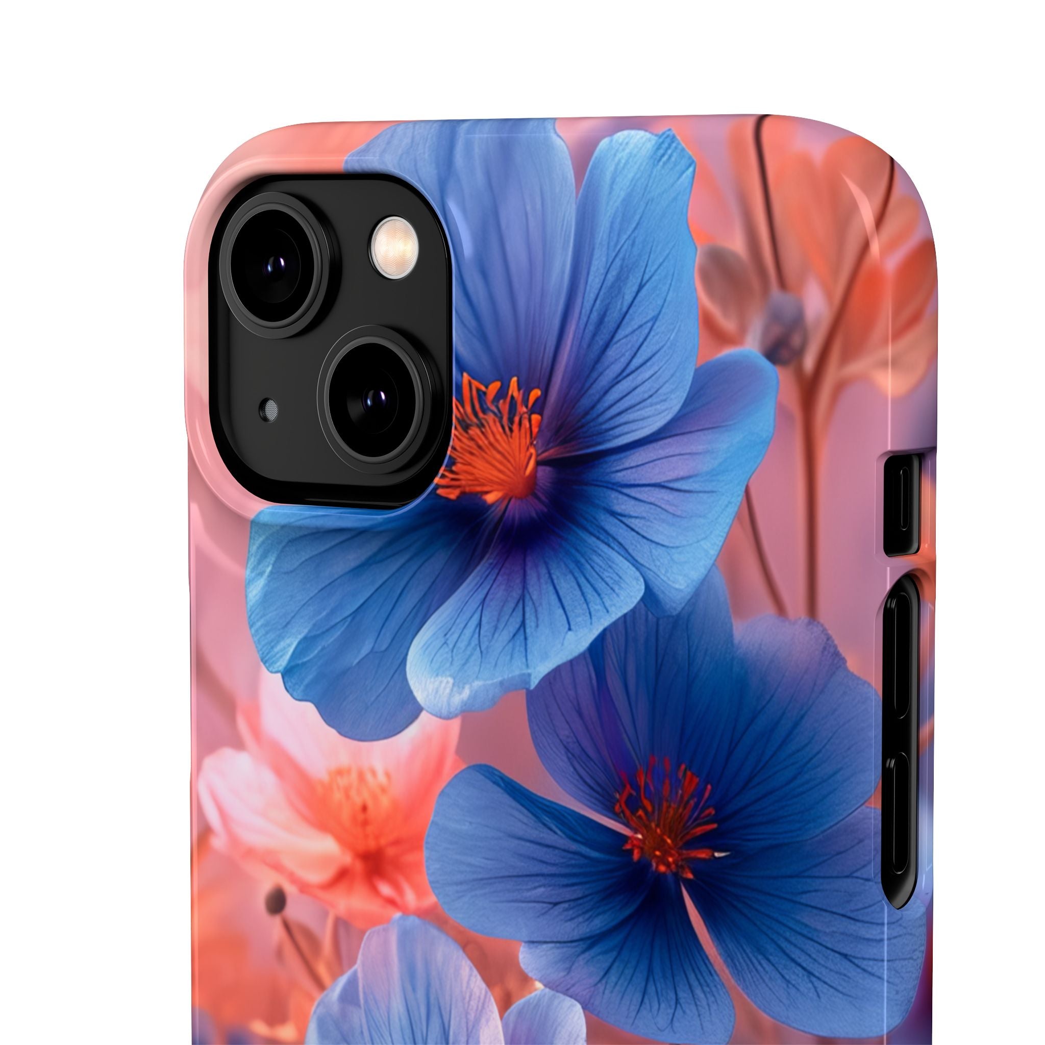 Harmonious Blooming Blues and Pinks iPhone 14 - Slim Phone Case