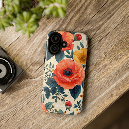 Vibrant Botanical Poppies - Tough iPhone 16 Phone Case