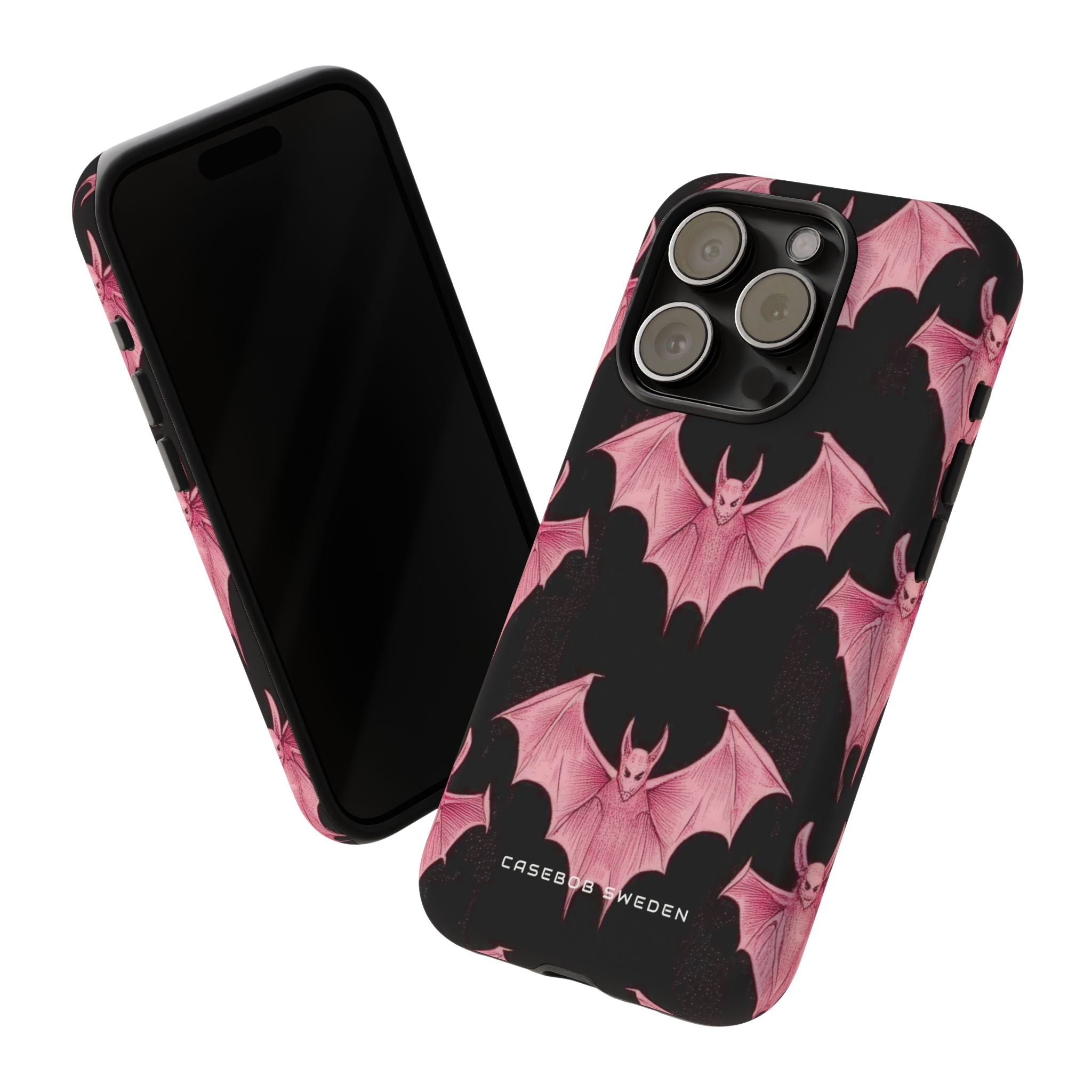 Gothic Pink Bats Aflame iPhone 15 - Tough Phone Case