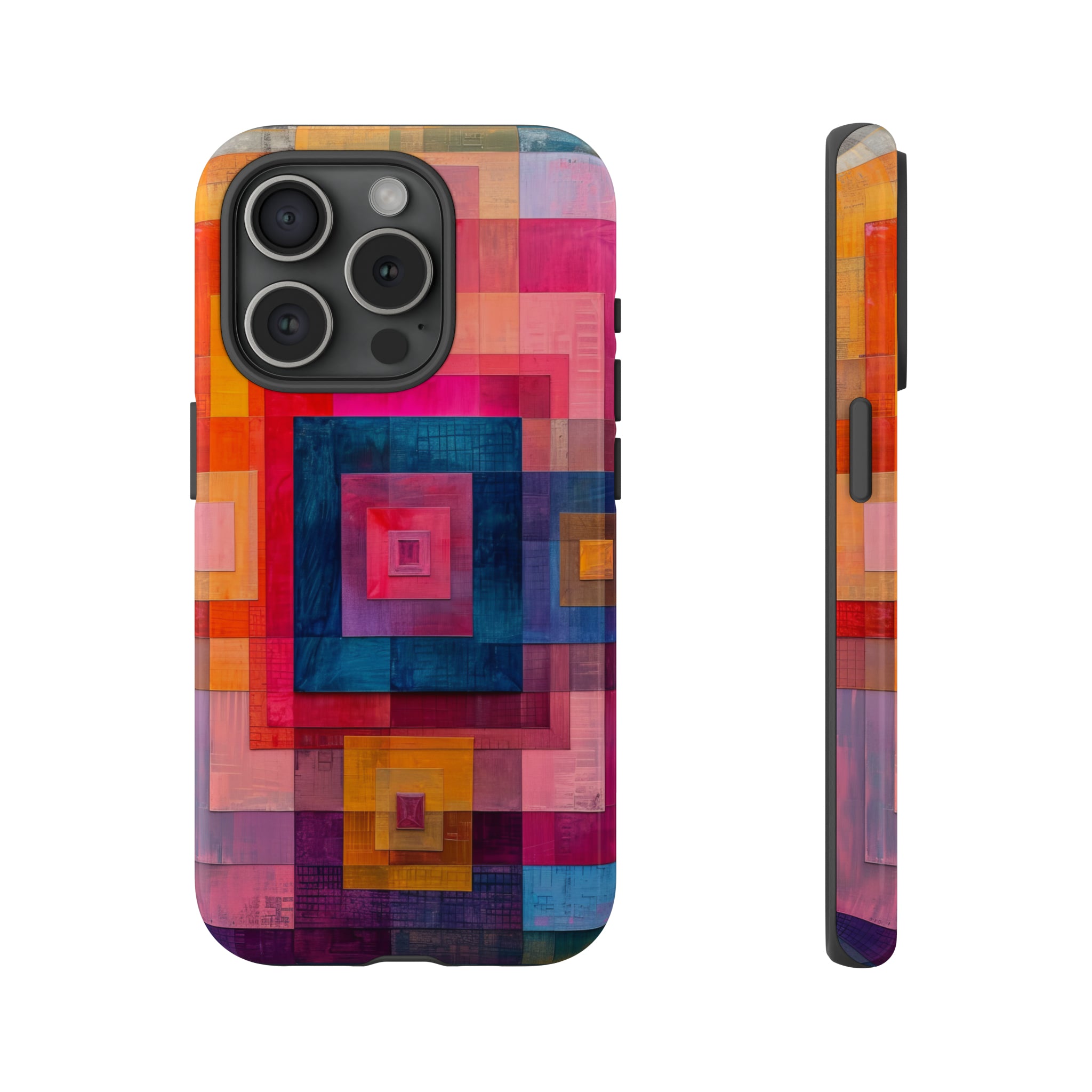 Center-Out Pastel Squares - Protective Phone Case