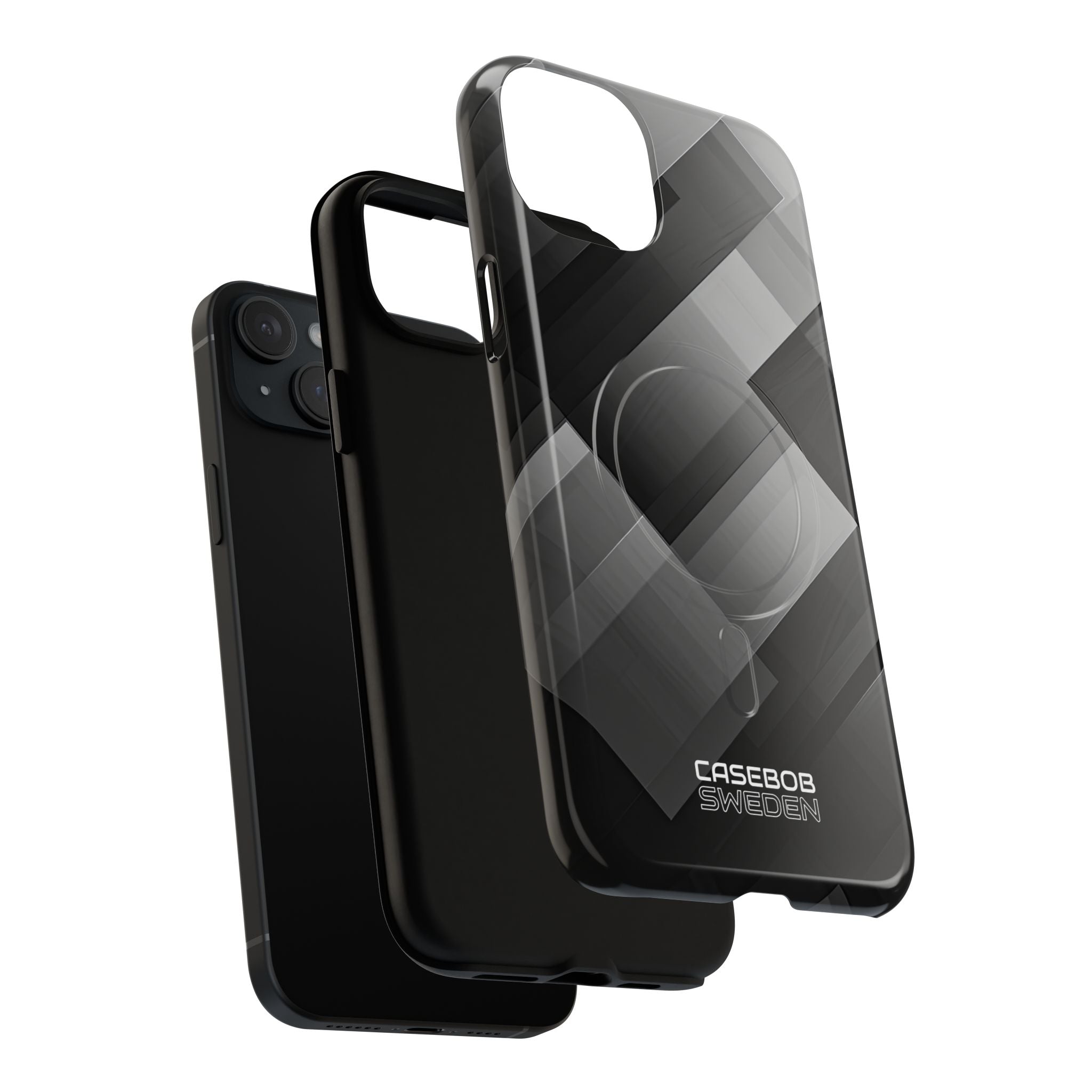 Grayscale Geometric Layers iPhone 15 - Tough+