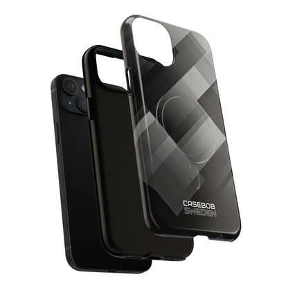 Grayscale Geometric Layers iPhone 15 - Tough+