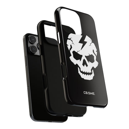 Minimalist White Skull Lightning Bolt Icon iPhone 16 - Tough