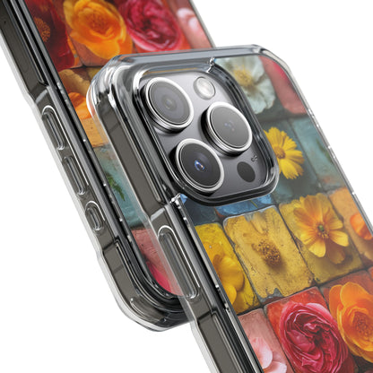 Vibrant Floral Tiles - Clear Impact iPhone 15 Phone Case