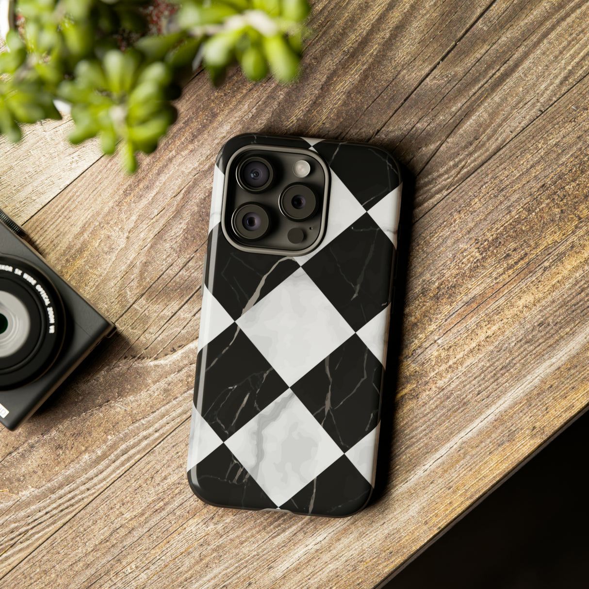 Check Marble - Protective Phone Case