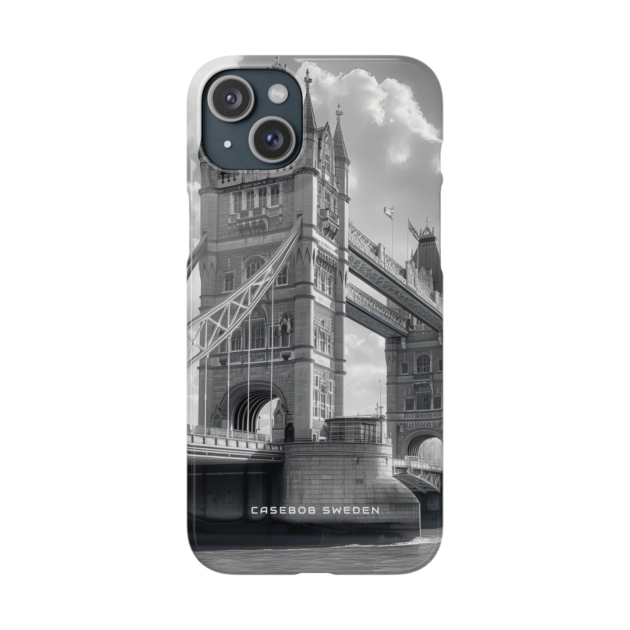 Tower Bridge Monochrome Architecture Study iPhone 15 - Slim Phone Case