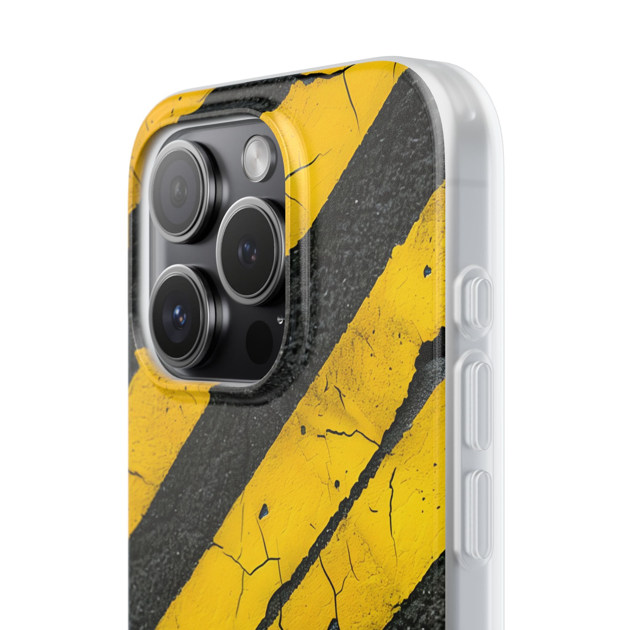 Yellow Stripe Distress iPhone 15 Pro Case - Soft