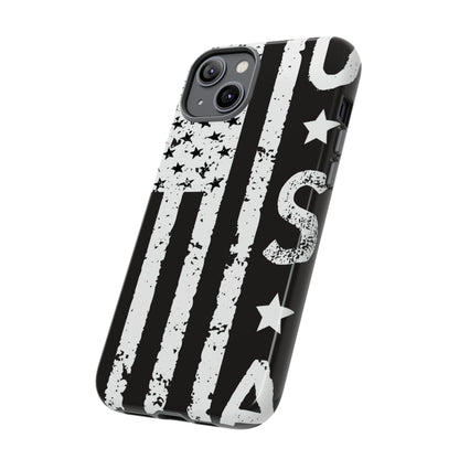 Black n White U.S Flag - Protective Phone Case