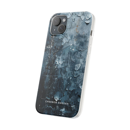 Weathered Blue Tapestry with Cracked Layers iPhone 15 - Flexi Phone Case