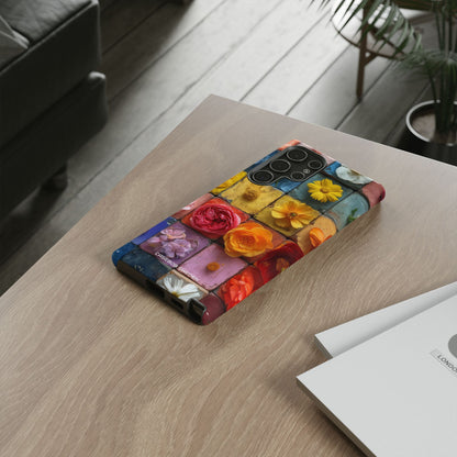 Vibrant Floral Tiles - Tough Samsung S22 Phone Case