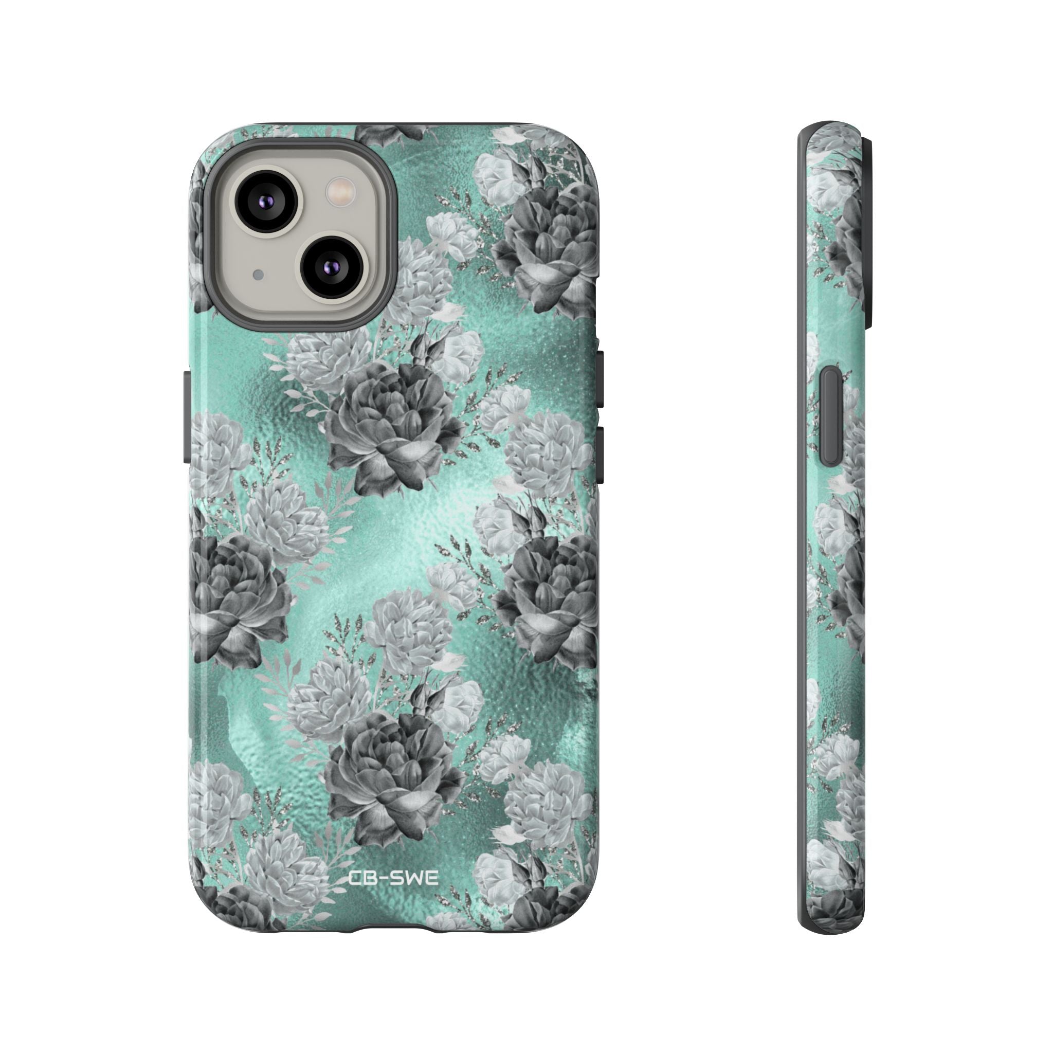 Teal Floral Elegance - iPhone Case