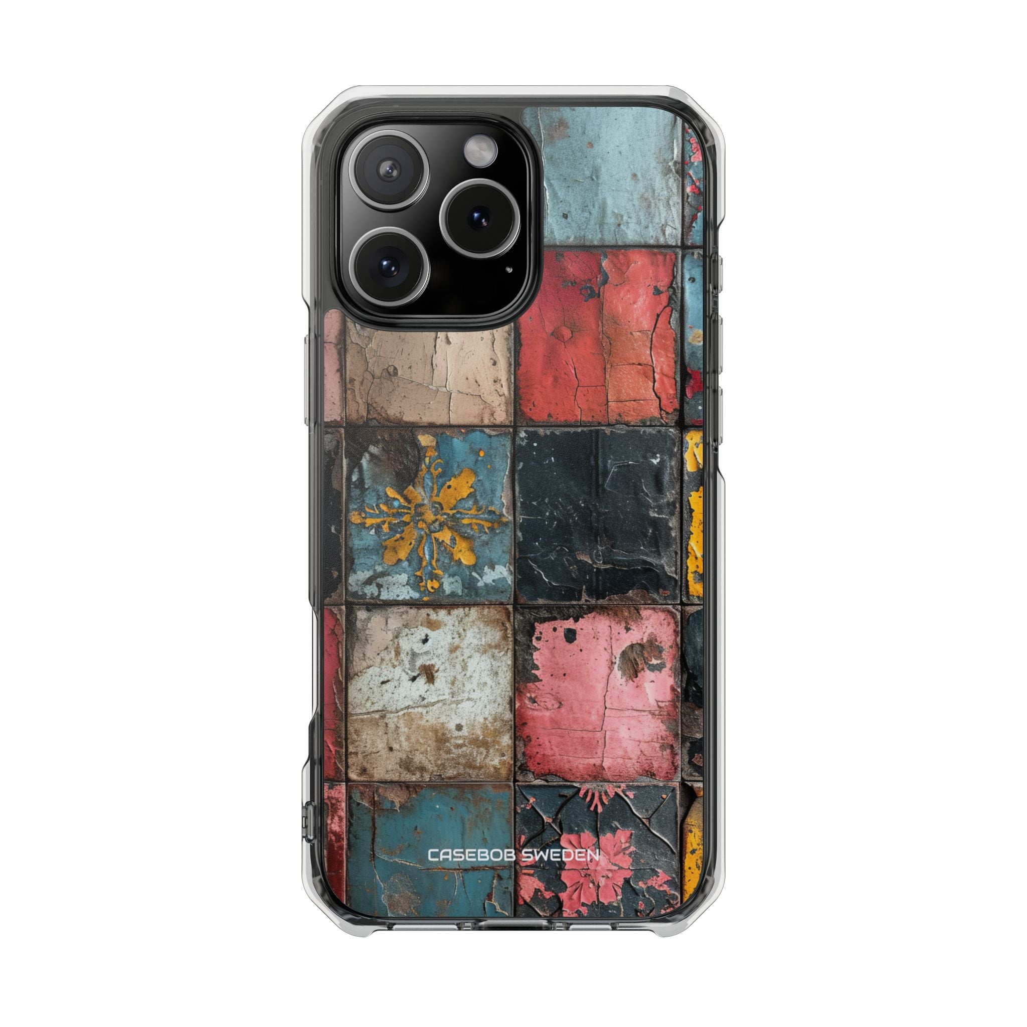 Rustic Red-Yellow Vintage Tiles - Clear Impact iPhone 16 Phone Case